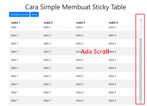 Cara simple membuat sticky table